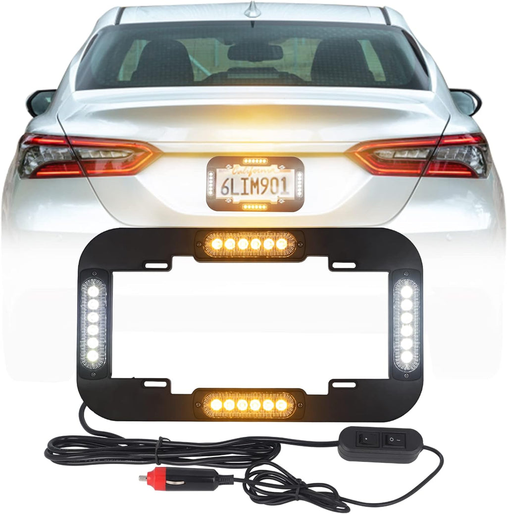Amber and White 13.5 inch 24 LED Emergency Strobe Lights Pack of 2 A393