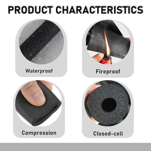 Flexible Pipe Insulation Foam Tube 1/2 3/4 1 Inch ID Waterproof Foam Tubing 5.9ft Length 1 Pcs E683