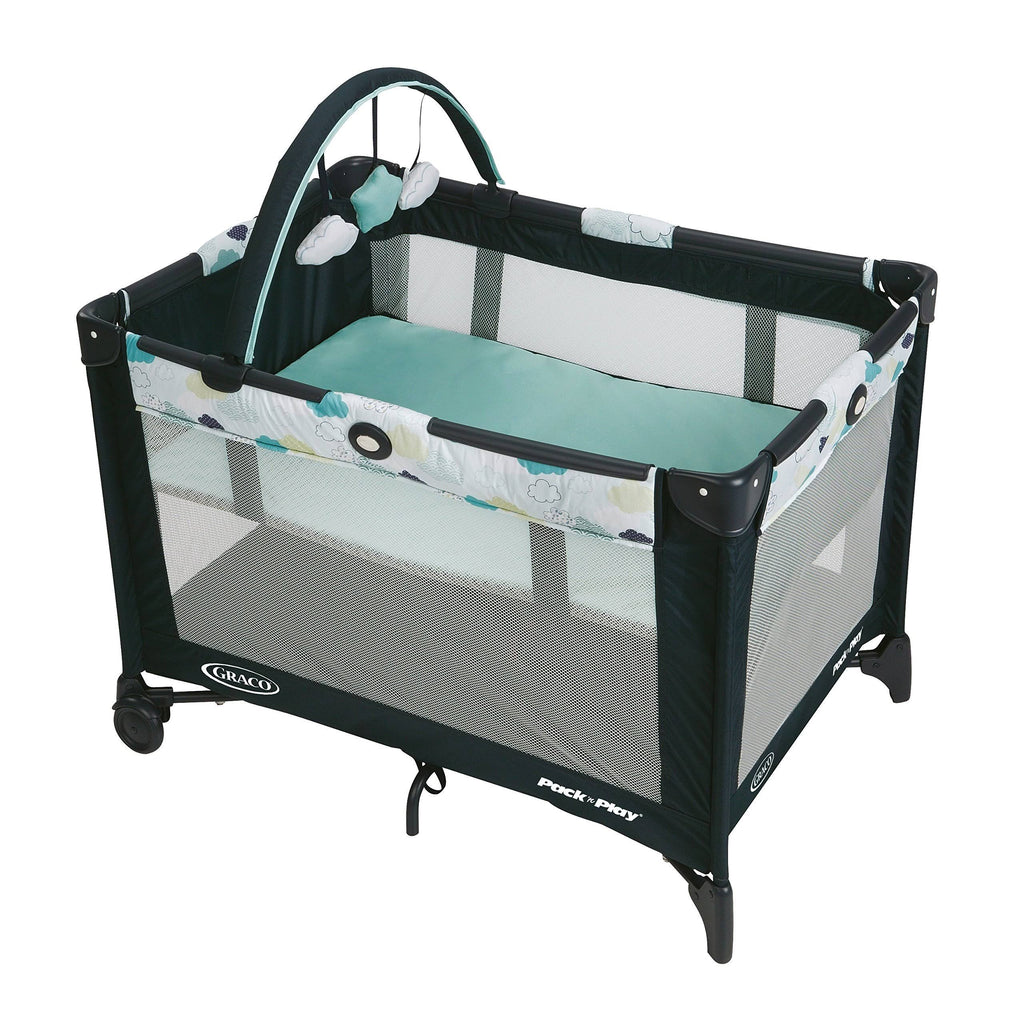 Full-Size Infant Bassinet Playard with Push Button Compact Fold D631