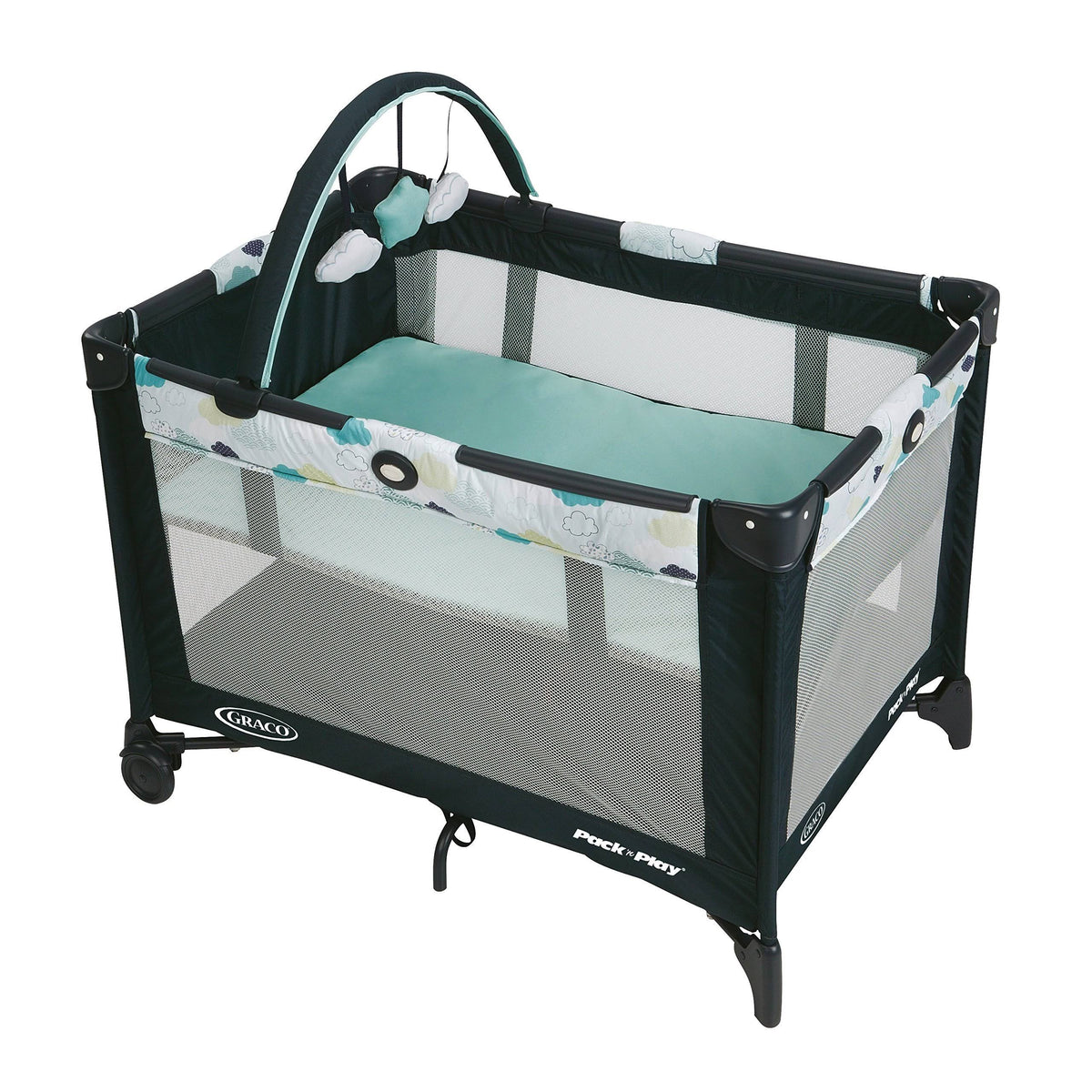 Full-Size Infant Bassinet Playard with Push Button Compact Fold D631