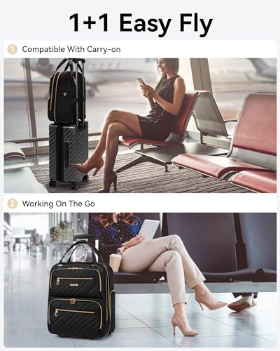 Black 16 Inch Soft Sided Underseat Carry On Luggage with Wheels W45279