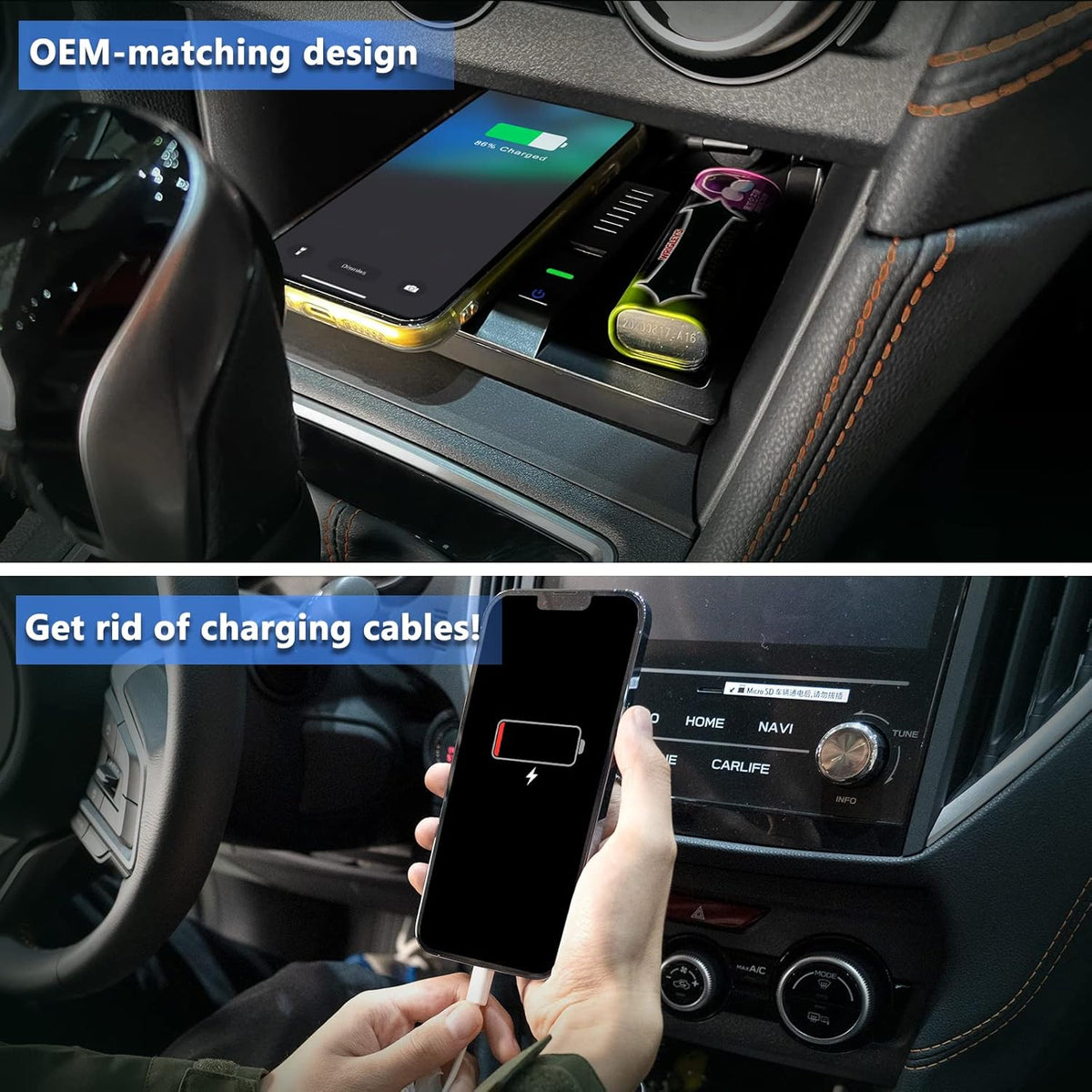 Wireless Charging Pad Center Console Organizer I6569