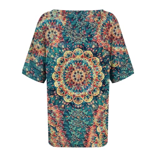 Retro Ethnic Floral Printed V Neck Tops R21387