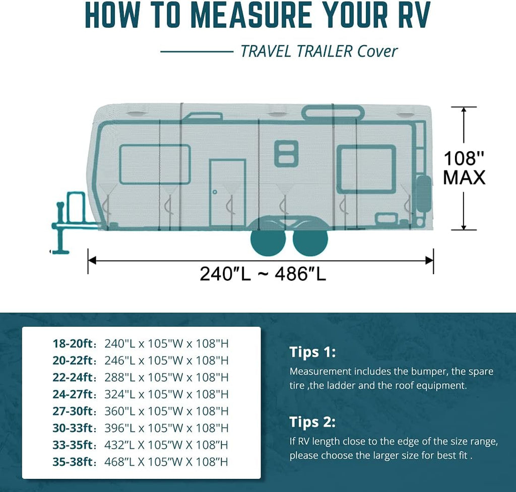 5 Layers Waterproof RV Cover with Straps & Tire Covers Y213945