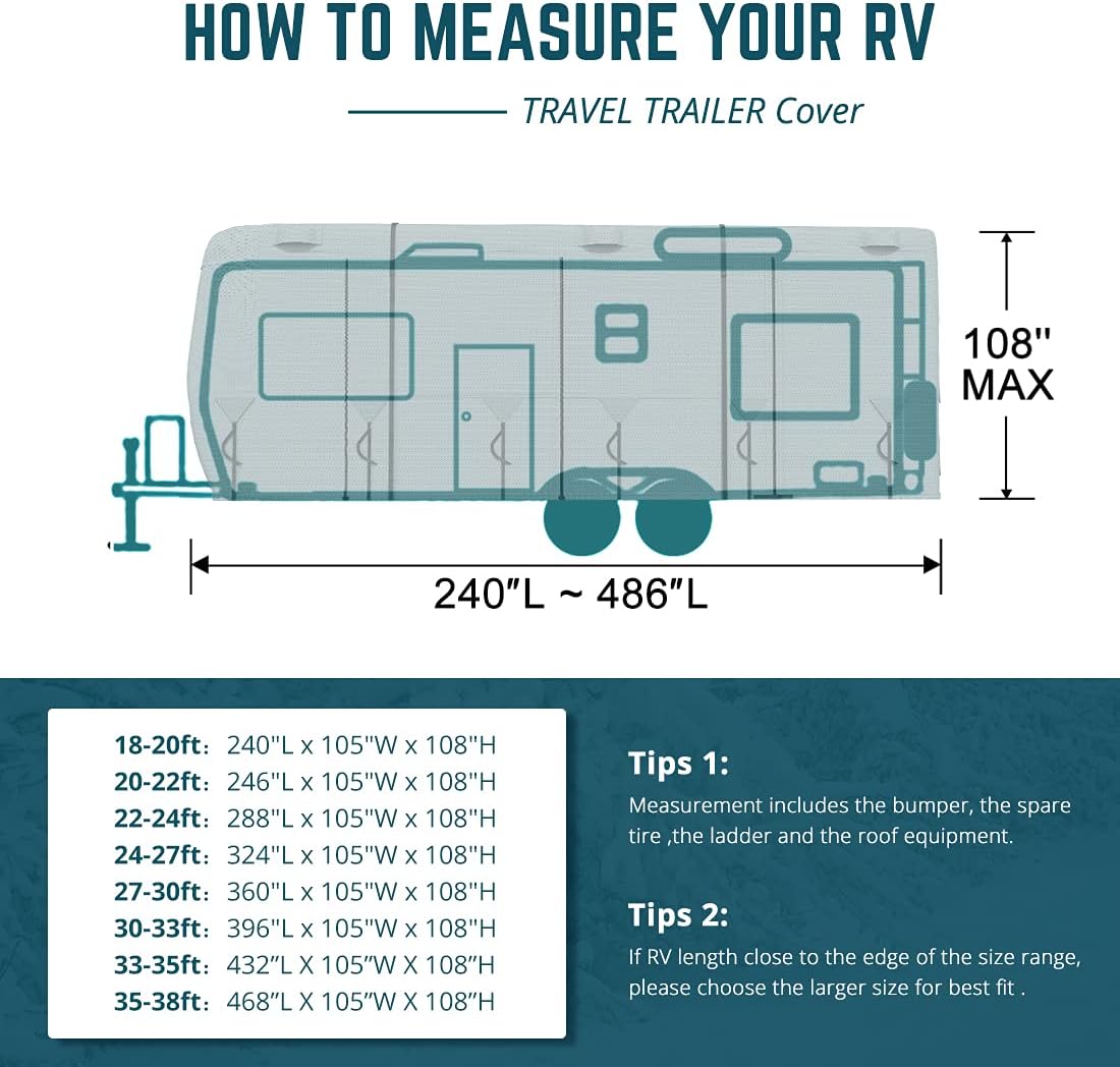5 Layers Waterproof RV Cover with Straps & Tire Covers Y213945