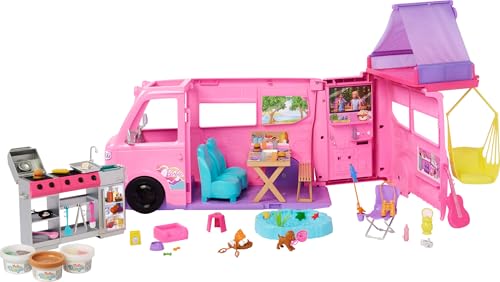 Dream Camper Playset with Roof Tent, Swing Chair, Fishing Pond, BBQ Grill & 60+ Accessories A7790