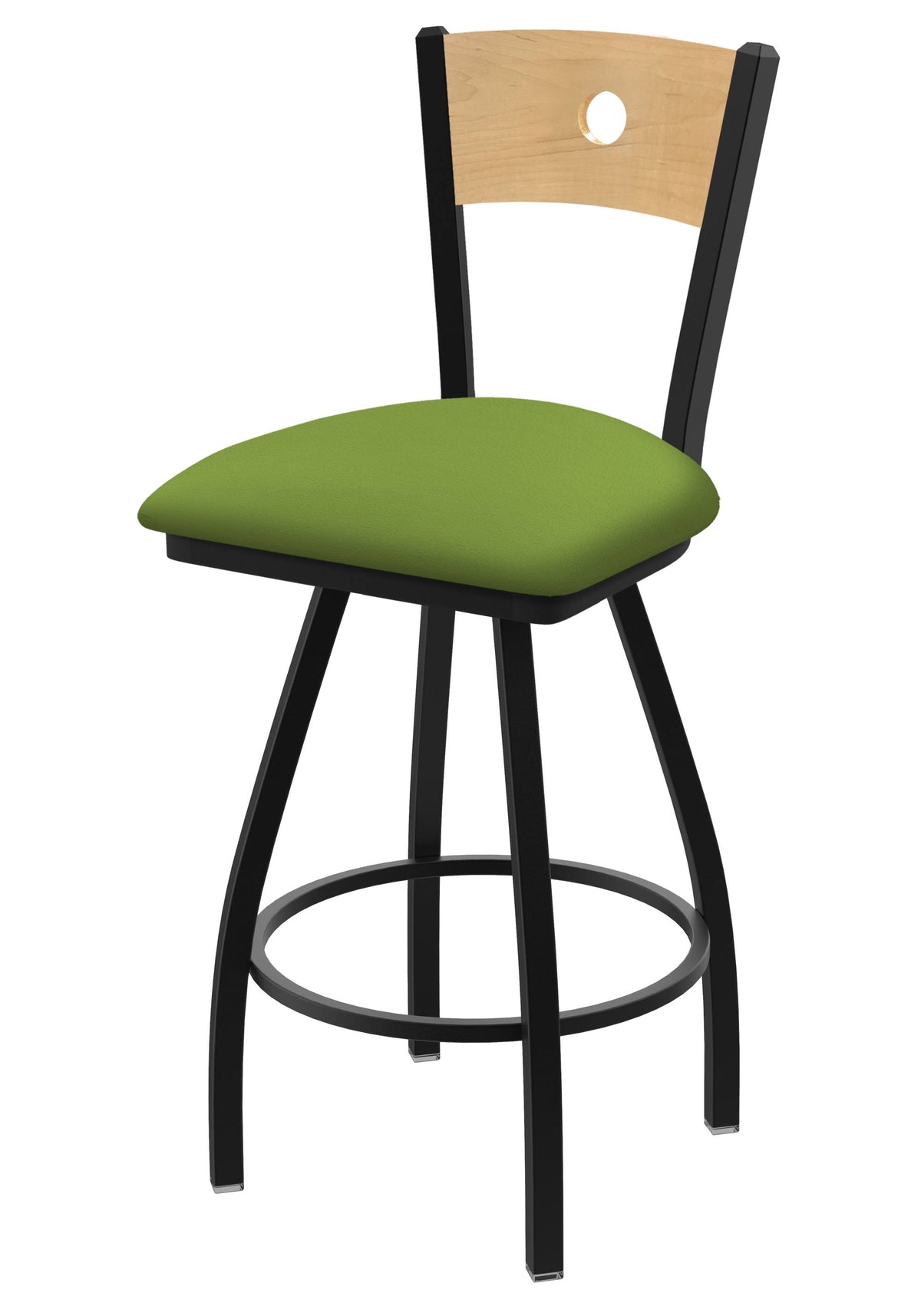 Swivel Counter Stool with Black Wrinkle Finish and Green Seat H7420
