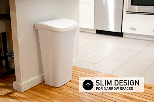 10 Gal Kitchen Trash Can with Dual Swing Lid, Pack of 2, White D9879