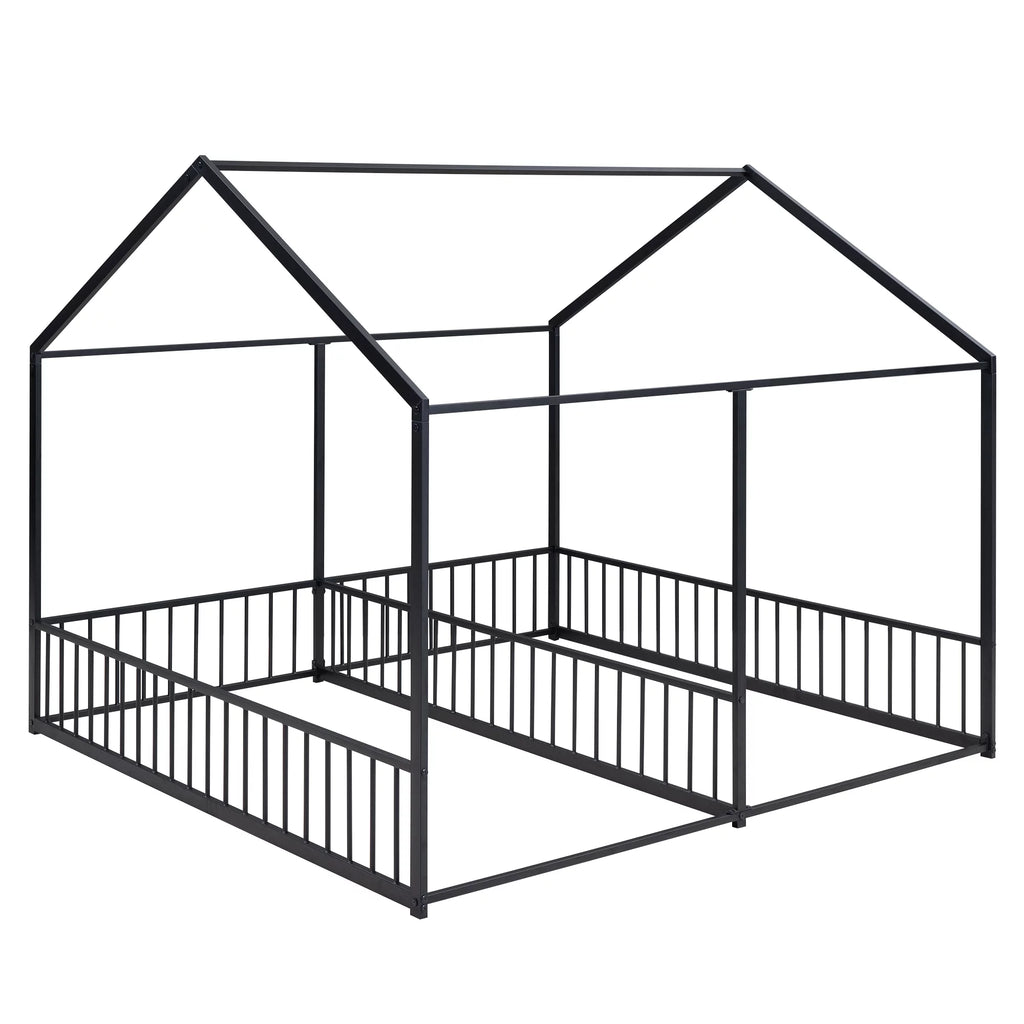 Black Twin Size Metal House Platform Beds Z709