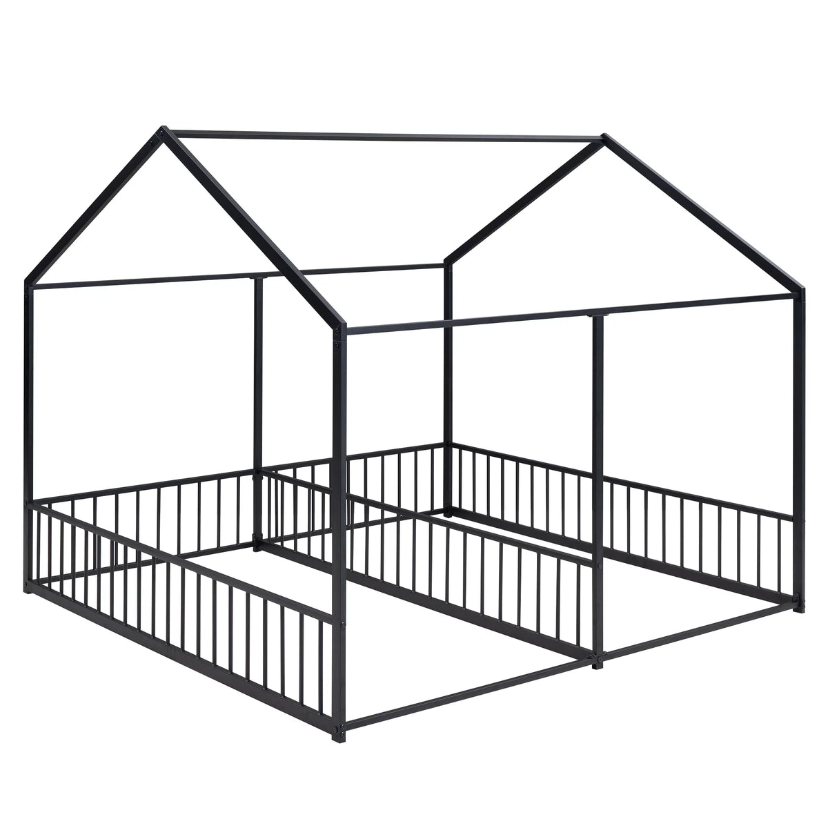 Black Twin Size Metal House Platform Beds Z709