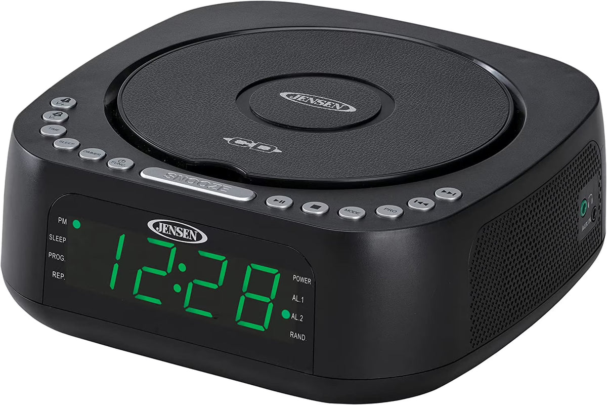 CD Player Tabletop Stereo Dual Alarm Clock Digital FM Radio D9073