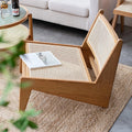 Walnut Rattan and Wood Lounge Chair Y636