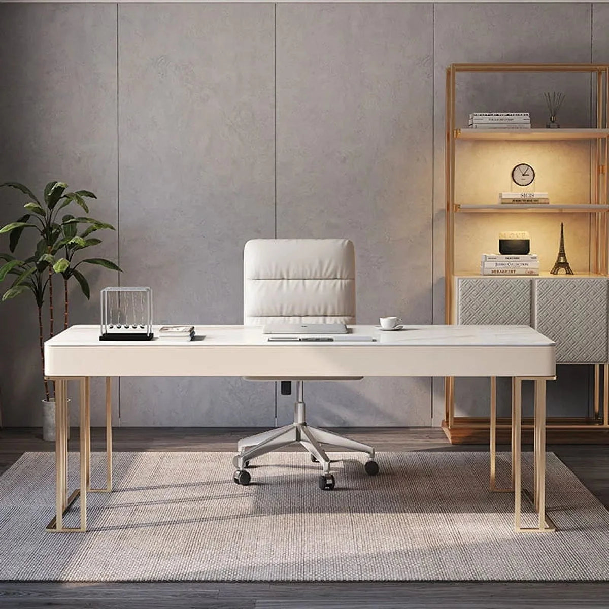 Modern Metal Computer Writing Desk with Shelf C786