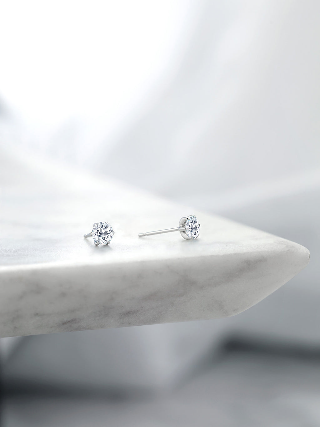 Platinum Stud Earrings 0.28 Ct Round White Topaz S96017