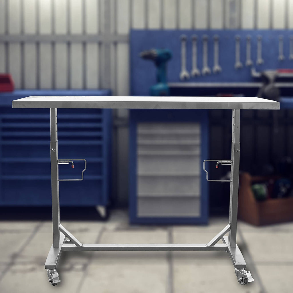 Stainless Steel Adjustable Height Work Table with Locking Casters M737708
