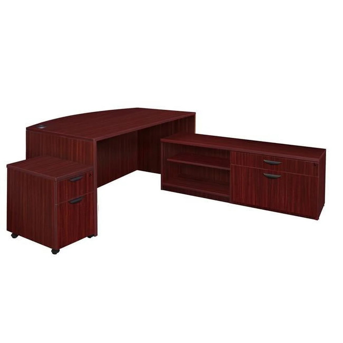 71 in. Mahogany L-Desk with Mobile Pedestal G93880