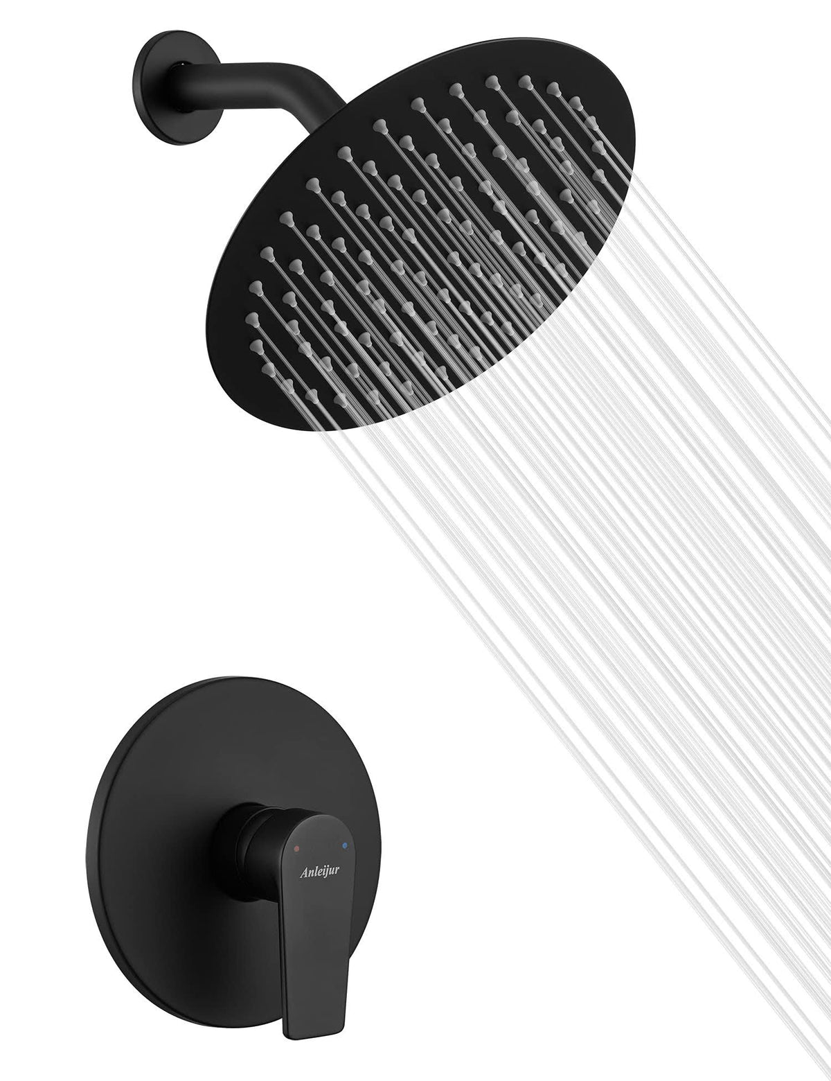 Black Shower Faucet Kit with Stainless Steel Showerhead, 8 Inches G887