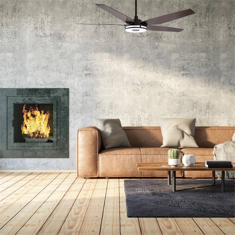 Dark Brown Smart Ceiling Fan with Dimmable LED Light and Remote P97350