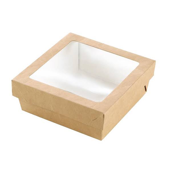 250 Pack Square Kraft Paper Box with Clear Window, Brown K296