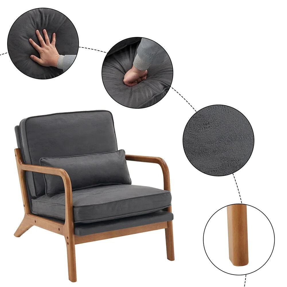 Dark Grey Upholstered Lounge Chair I134