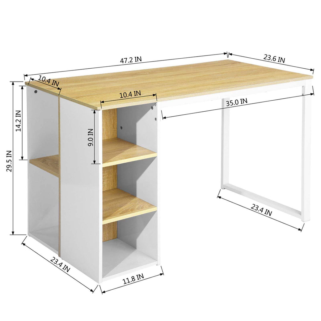 Wood Computer Desk with 5 Side Shelves L384