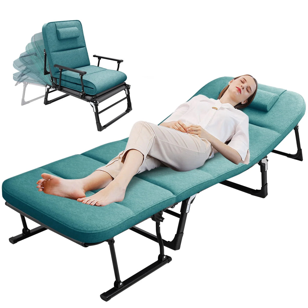 3 in 1 Folding Camping Cot Bed with Mattress & Pillow O173