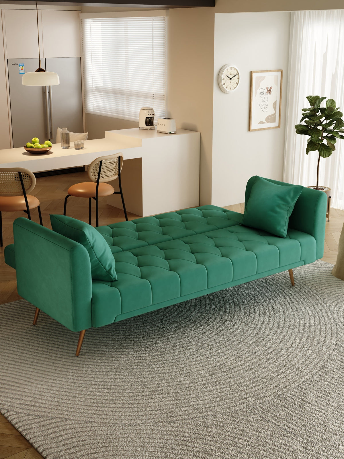 Convertible Sofa Bed Green N886
