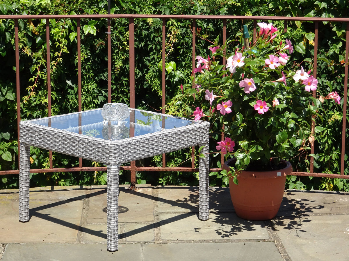 Outdoor Patio Wicker Square Coffee Table with Glass H795