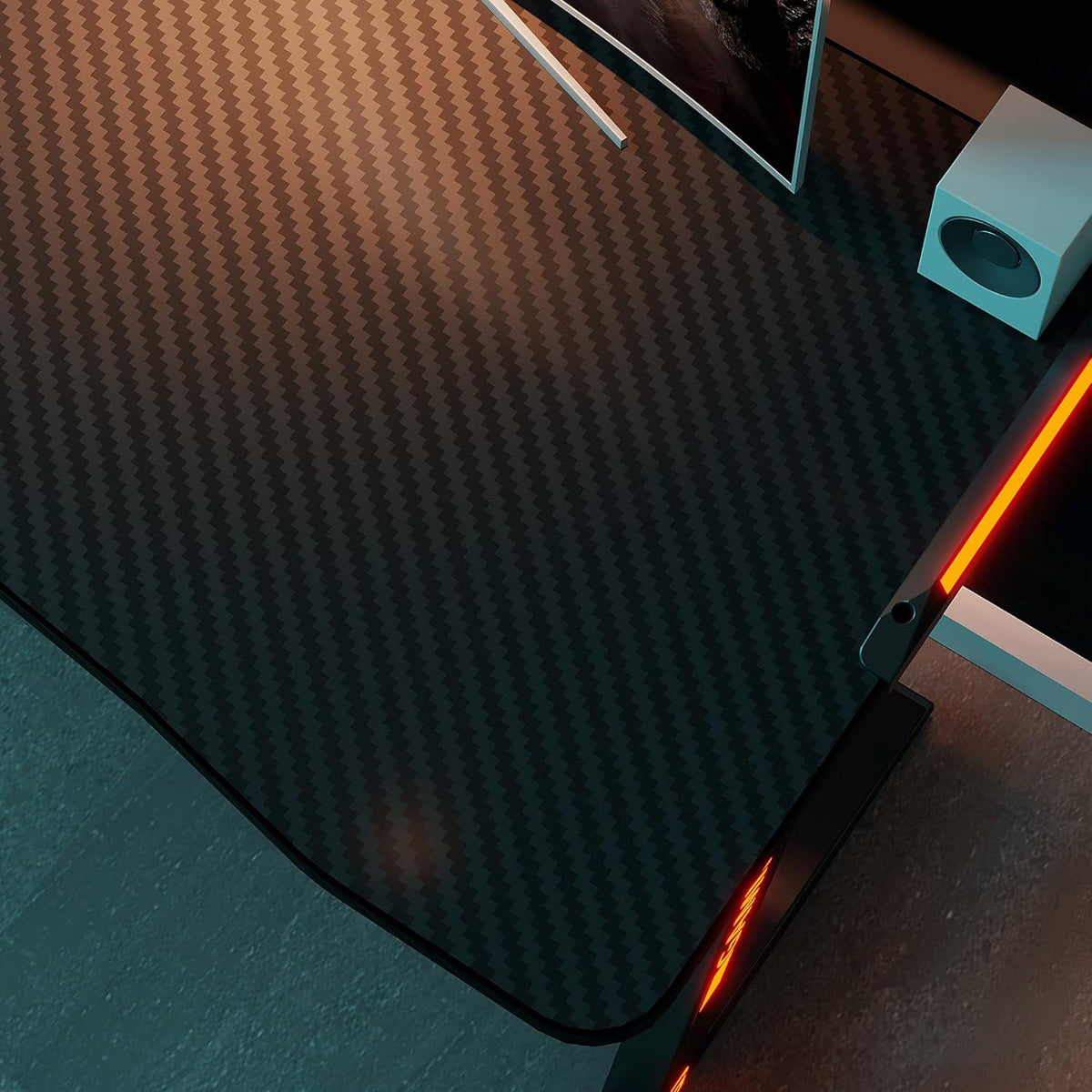 47 inch R-Shaped Gaming Desk with RGB Lighting P669