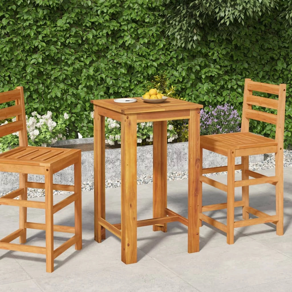 Acacia Wood Bar Table with Slatted Tabletop U363