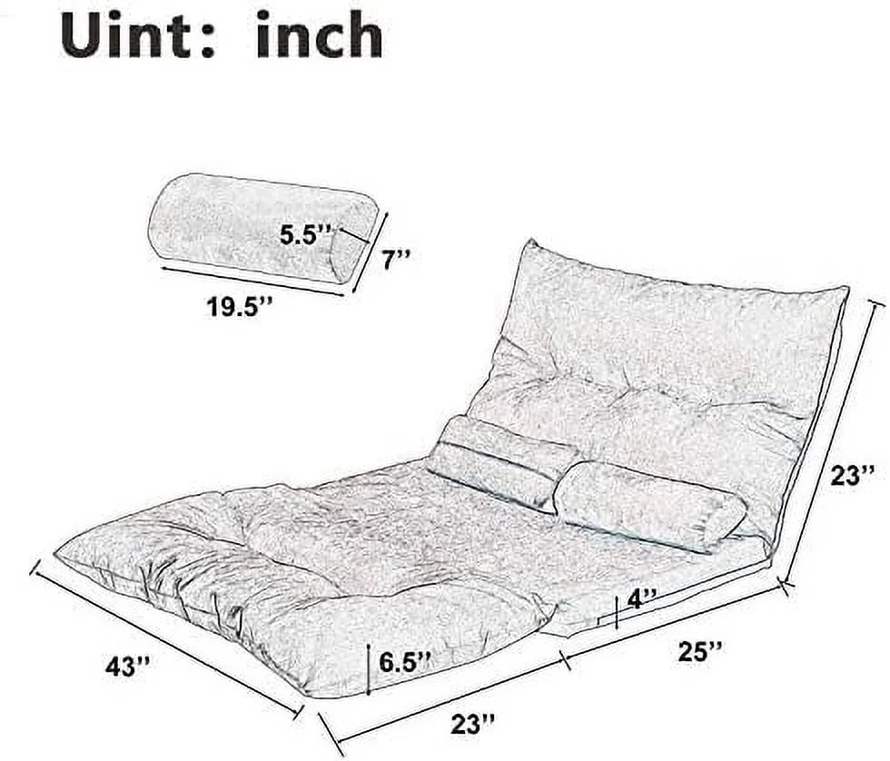 Adjustable Fabric Floor Couch Sofa Bed with Two Pillows B864