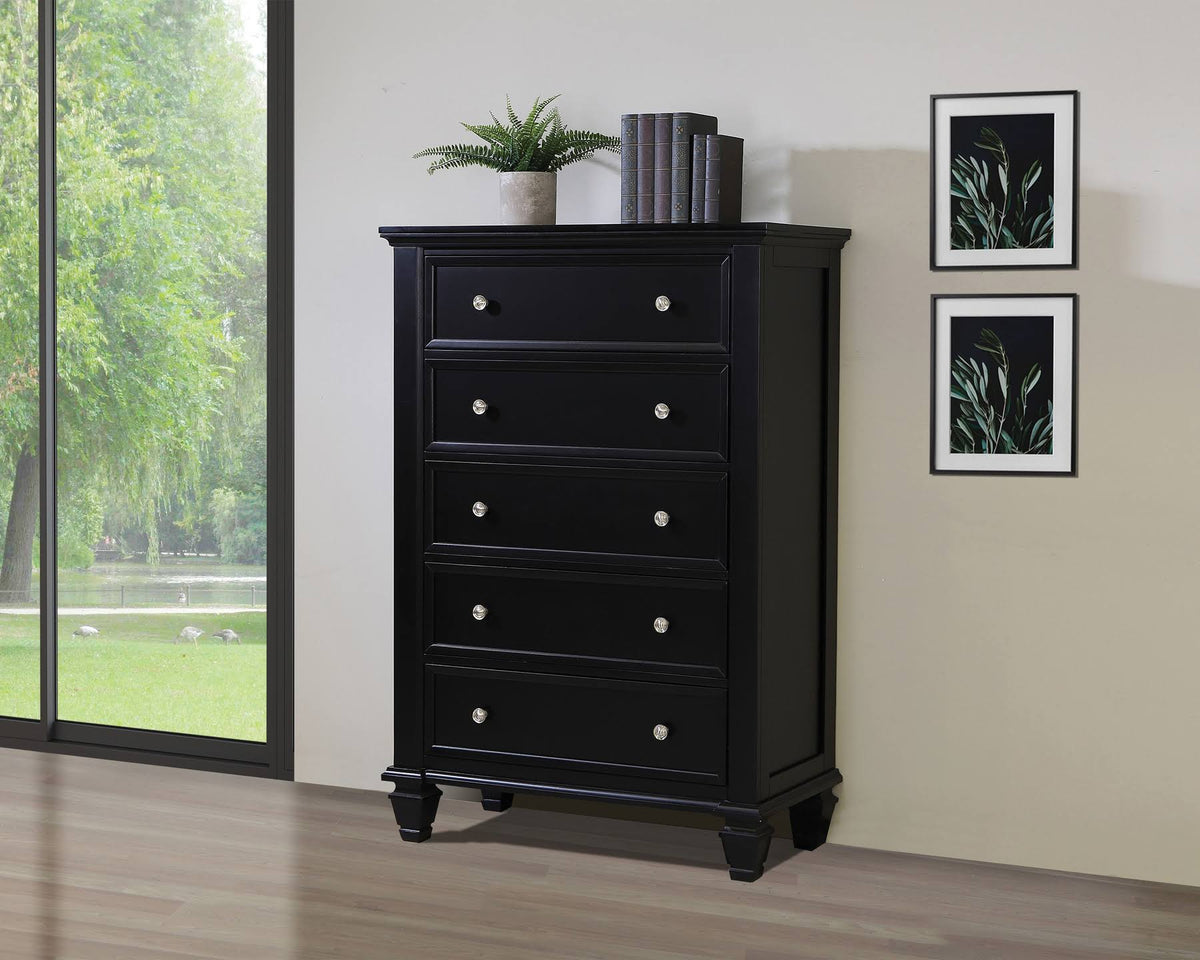 Black 5 Drawer Chest U7786