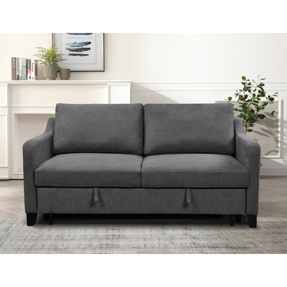 3 in 1 Convertible Queen Sleeper Sofa Bed Dark Grey S924