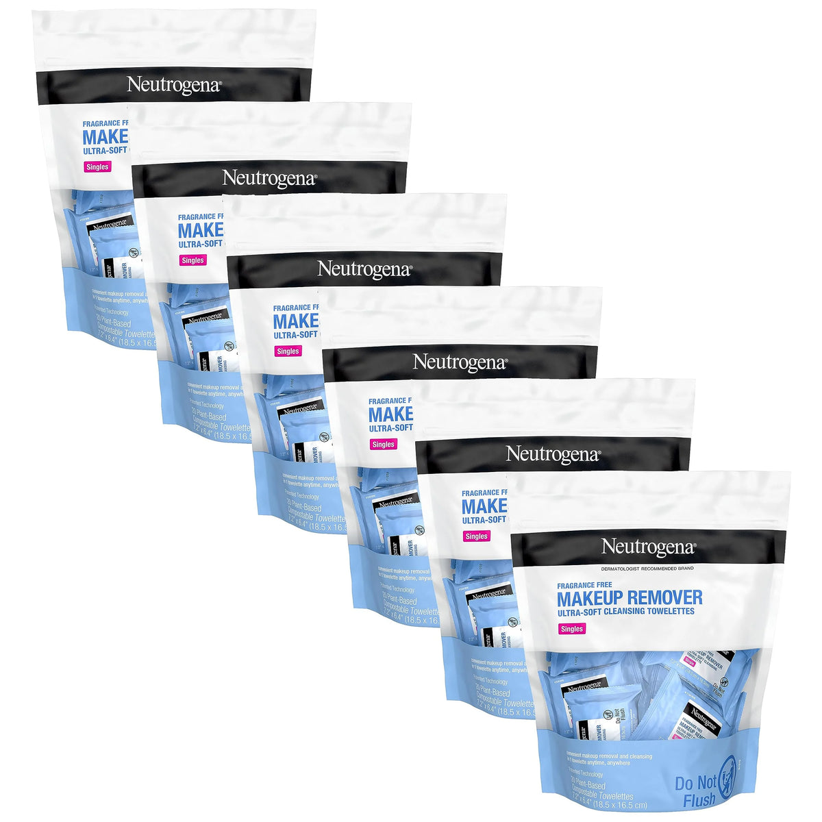 Fragrance-Free Makeup Remover Cleansing Towelette Singles 20 Ct Pack Of 6 J88255