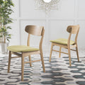 Set of 2 Natural Oak Green Fabric Dining Chair B477318