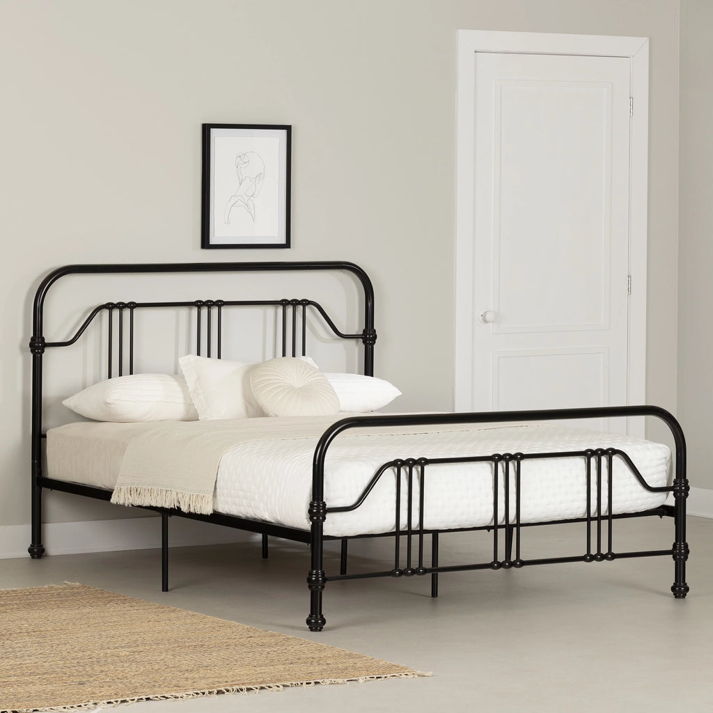 Queen Metal Platform Bed Black Y8617