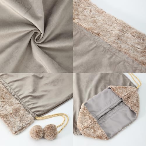 Reusable Drawstring Plush Christmas Gift Bag K621336