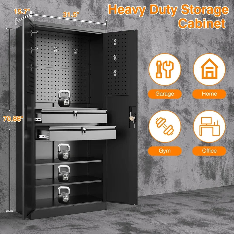 Metal Storage Cabinet with Pegboard F4971