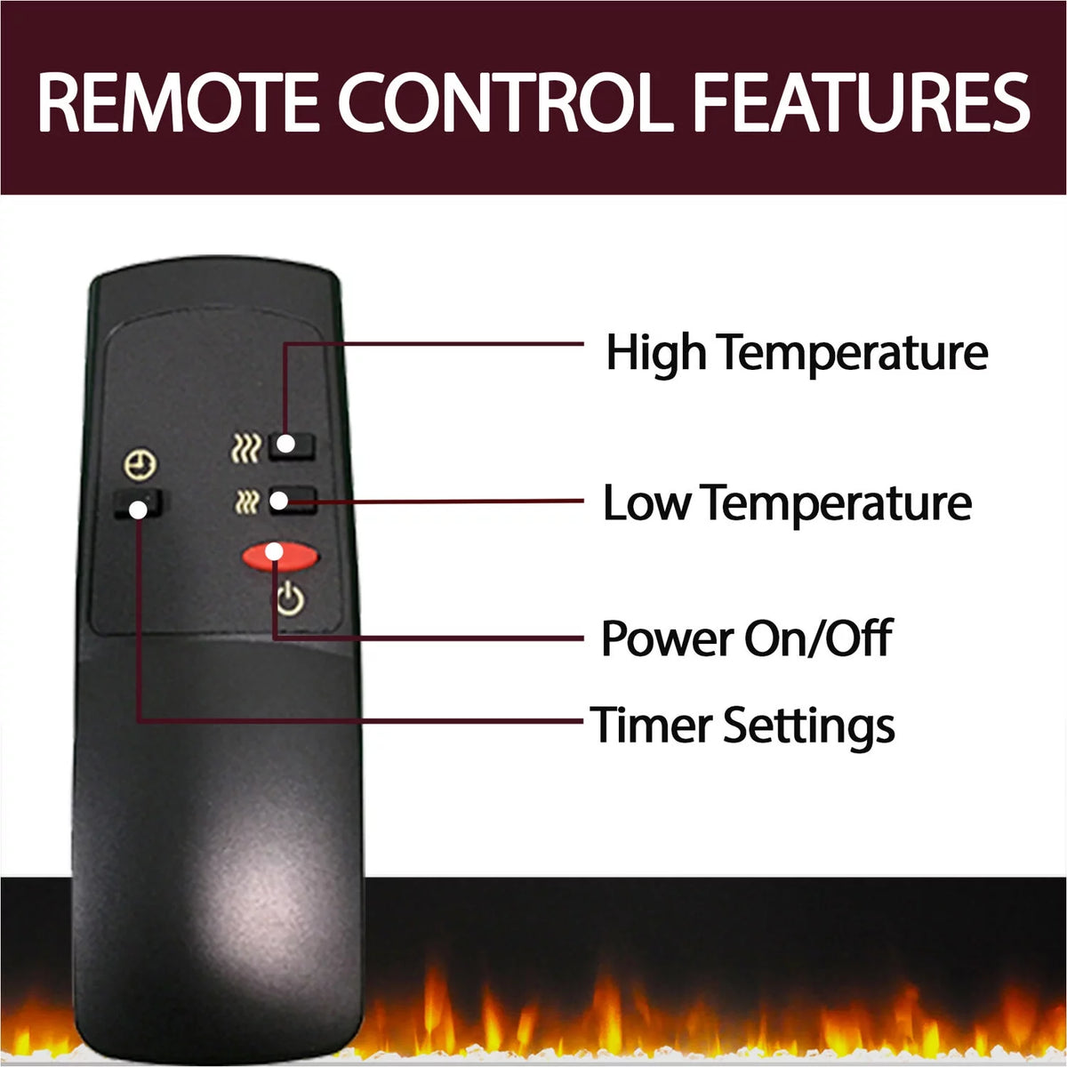 Electric Fireplace Heater with Entertainment Stand and LED Flame Display A200