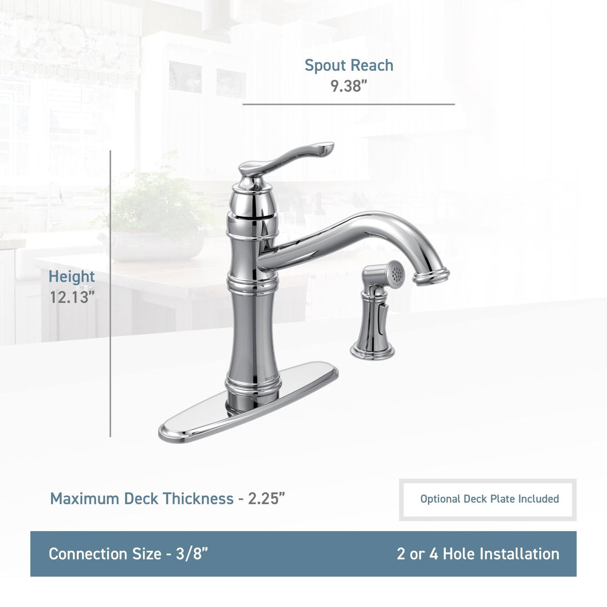 Matte Black High-Arc Single Handle Kitchen Faucet with Side W835