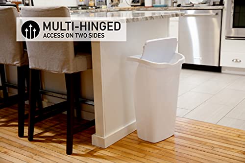 10 Gal Kitchen Trash Can with Dual Swing Lid, Pack of 2, White D9879