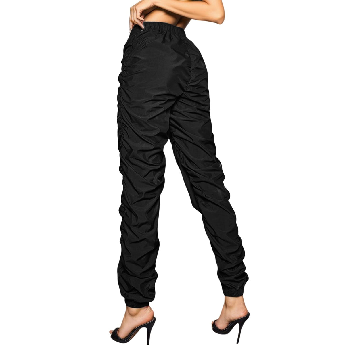 Black High Waisted Baggy Cargo Pants L8920