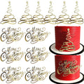 12 Pcs Acrylic Gold Mirror Christmas Cake Toppers J116