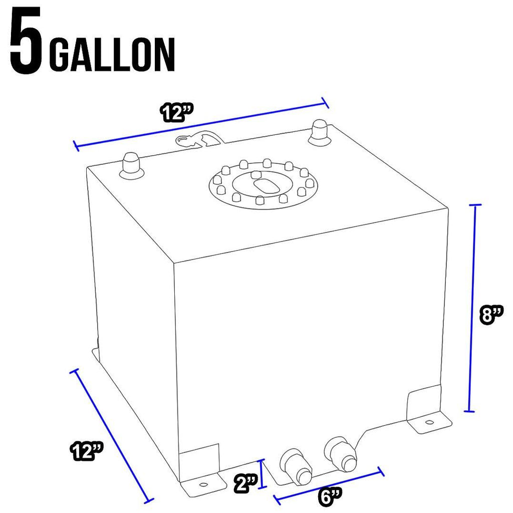 Red Aluminum Fuel Cell Gas Tank with Level Sender and Black Cap D135