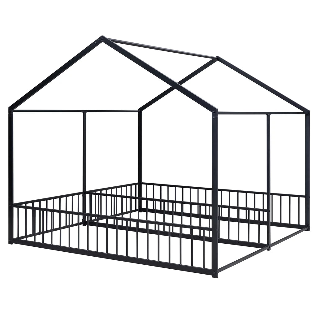 Black Twin Size Metal House Platform Beds Z709