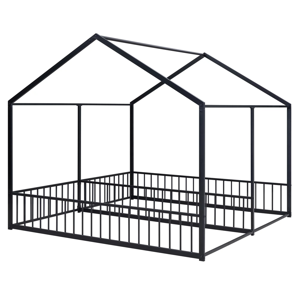 Black Twin Size Metal House Platform Beds Z709