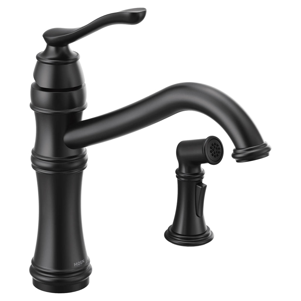 Matte Black High-Arc Single Handle Kitchen Faucet with Side W835