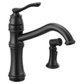 Matte Black High-Arc Single Handle Kitchen Faucet with Side W835