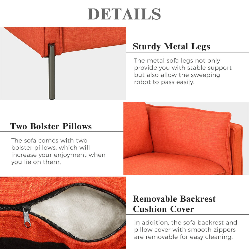 Orange Linen Loveseat and 3 Seat Couch Set G968758