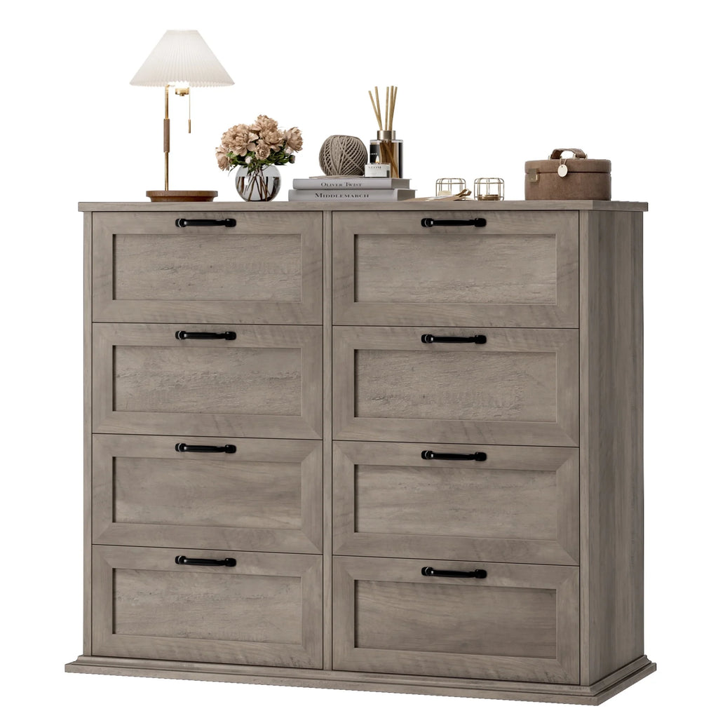 White 8 Drawer Wood Dresser V7384